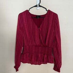 Japna Burgundy Striped Blouse